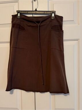 Three Dots - Brown A-Line Drawstring Skirt Size Large